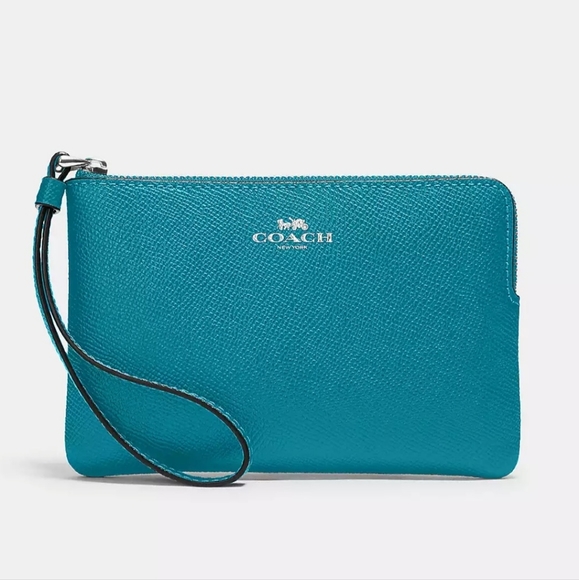 Coach Handbags - Coach Corner Zip Wristlet Teal